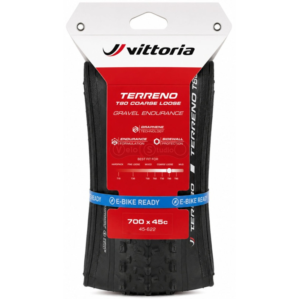 Вело покрышка Vittoria Terreno T80 Coarse Loose Gravel Endurance, 700x45c, TLR, черная