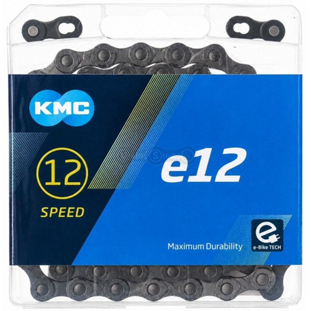 Цепь KMC e12 BlackTech 12 скоростей, 130 звеньев + замок