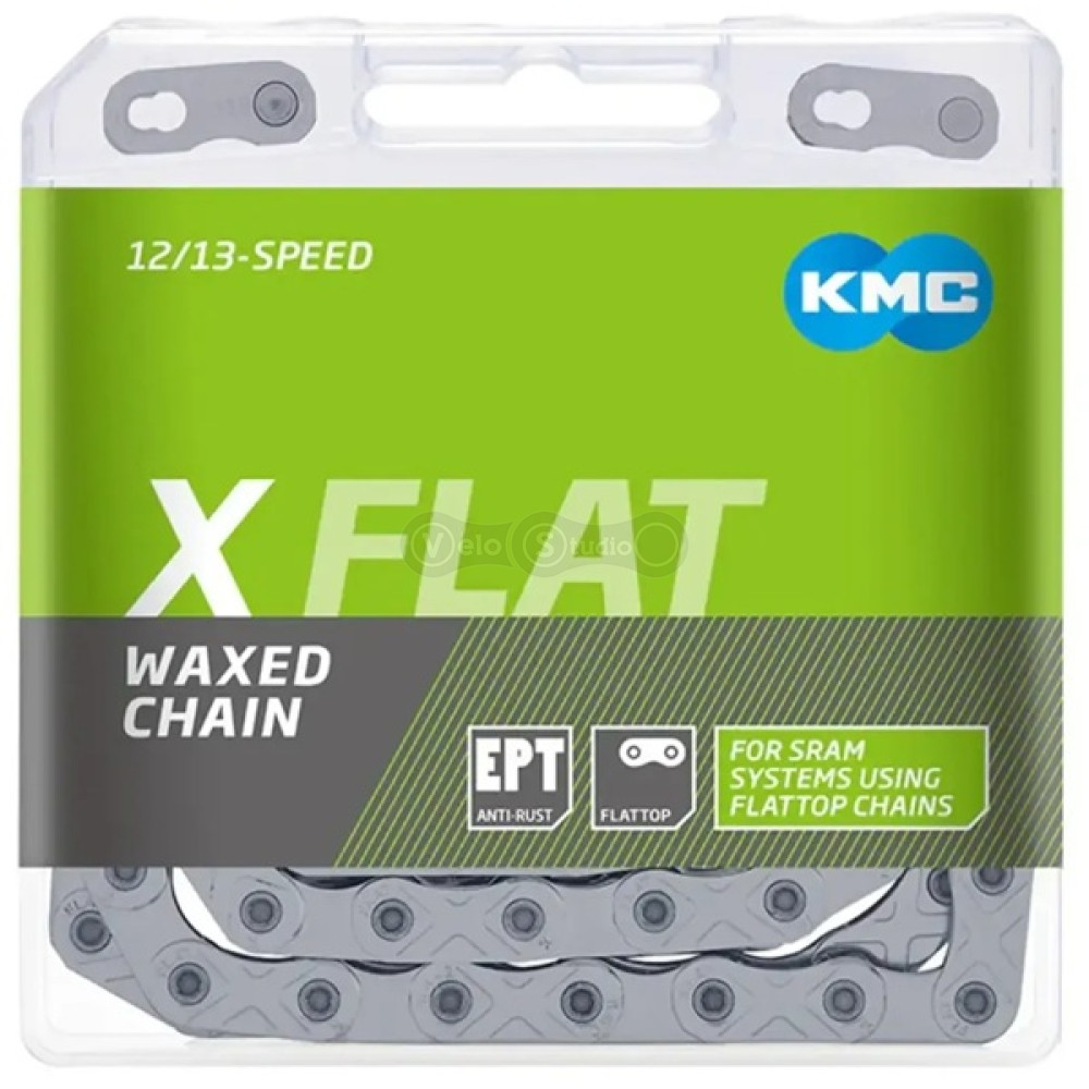Ланцюг KMC X Flat Silver 13/12 швидкостей, 126 ланок + замок, Waxed