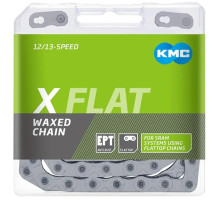 Цепь KMC X Flat Silver 13/12 скоростей, 126 звеньев + замок, Waxed