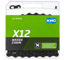 Ланцюг KMC X12 Black 12 швидкостей, 126 ланок + замок Waxed