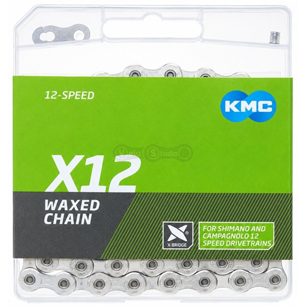 Ланцюг KMC X12 Silver 12 швидкостей 126 ланок + замок, Waxed