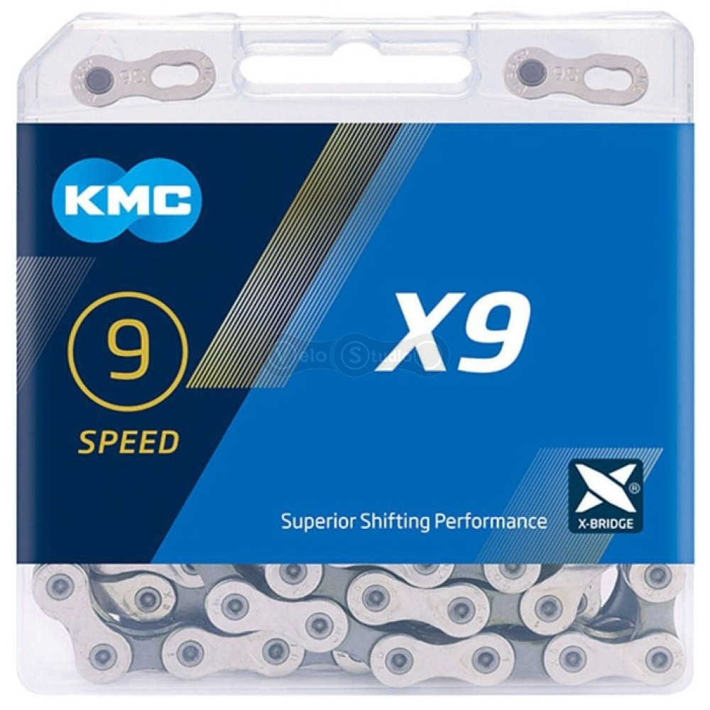 Ланцюг KMC X9 Silver/Grey 9 швидкостей, 122 ланки + замок