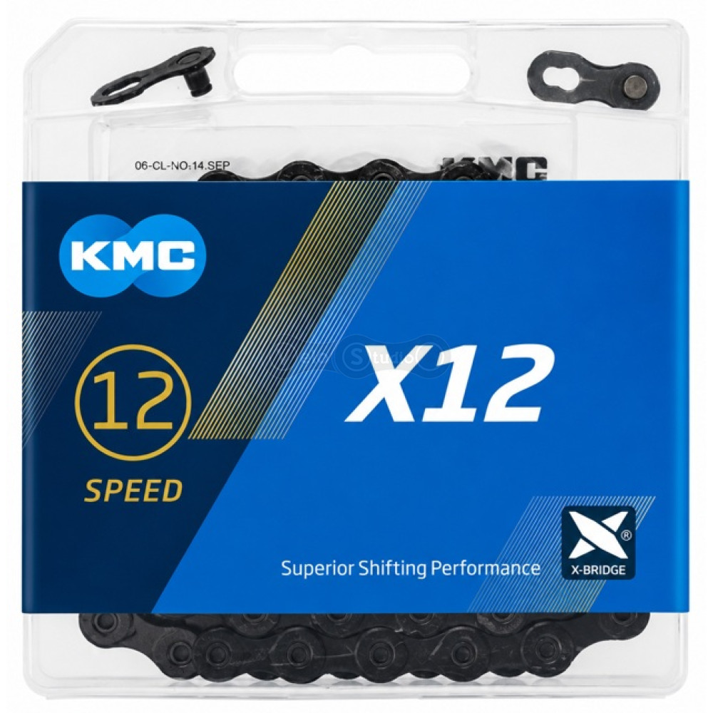 Ланцюг KMC X12 BlackTech 12 швидкостей, 126 ланок + замок