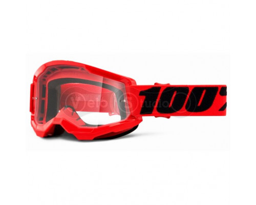 Маска Ride 100% STRATA 2 Goggle Red - Clear Lens