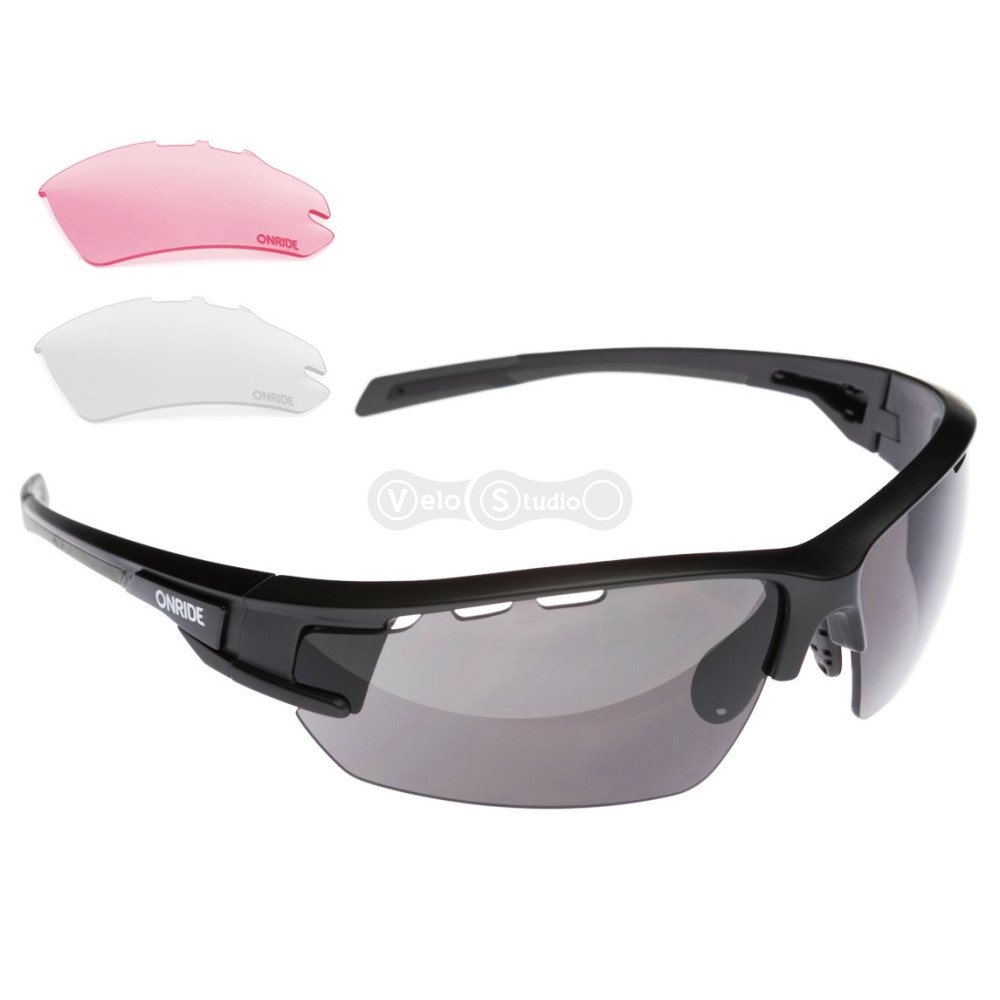 Вело очки Onride Leader 40 сменные линзы дымчатые (17%), HD Pink (37%), Clear (100%)