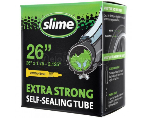 Велосипедная камера Slime Smart Tube 26 x 1.75 - 2.125 FV с герметиком