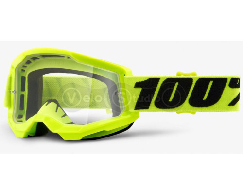 Детская маска 100% STRATA 2 Youth Goggle Fluo Yellow - Clear Lens