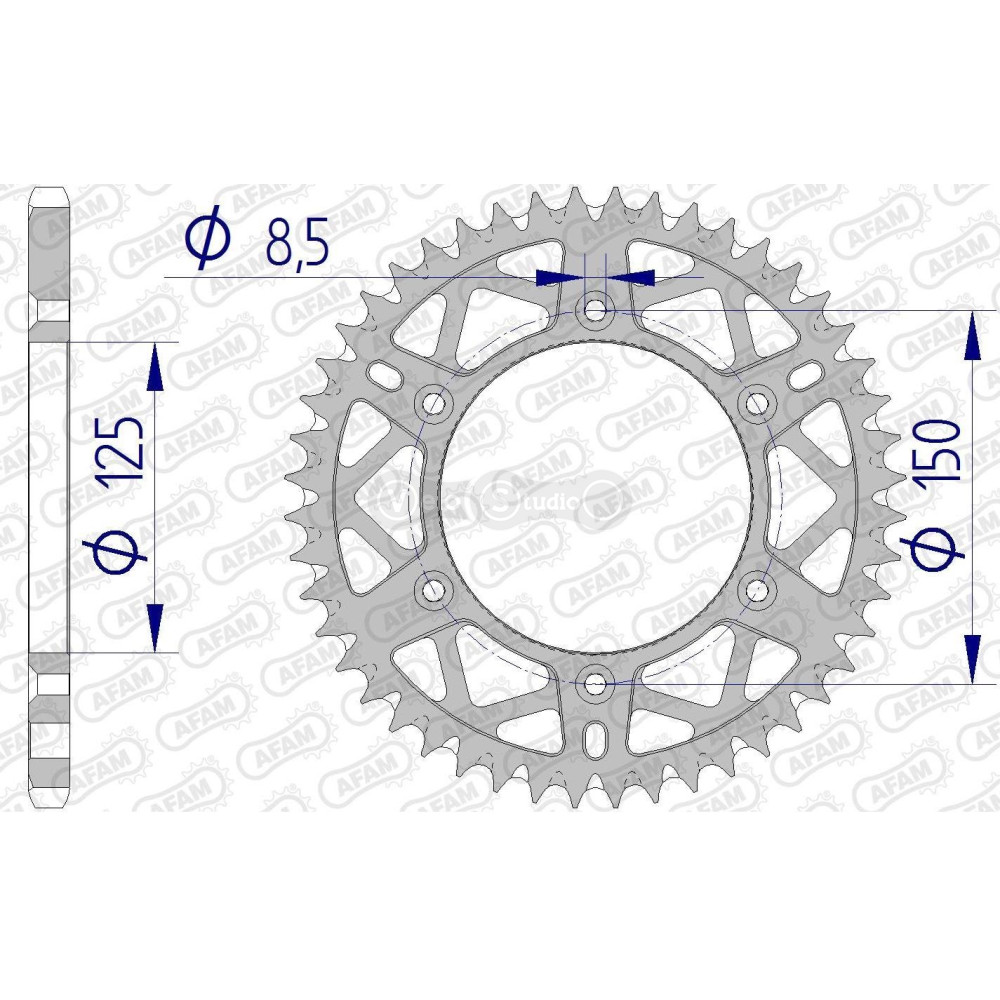 Задняя звезда AFAM 520 AL-Grooved Chainwheel 72304 - KTM [Gun Metal], 51z