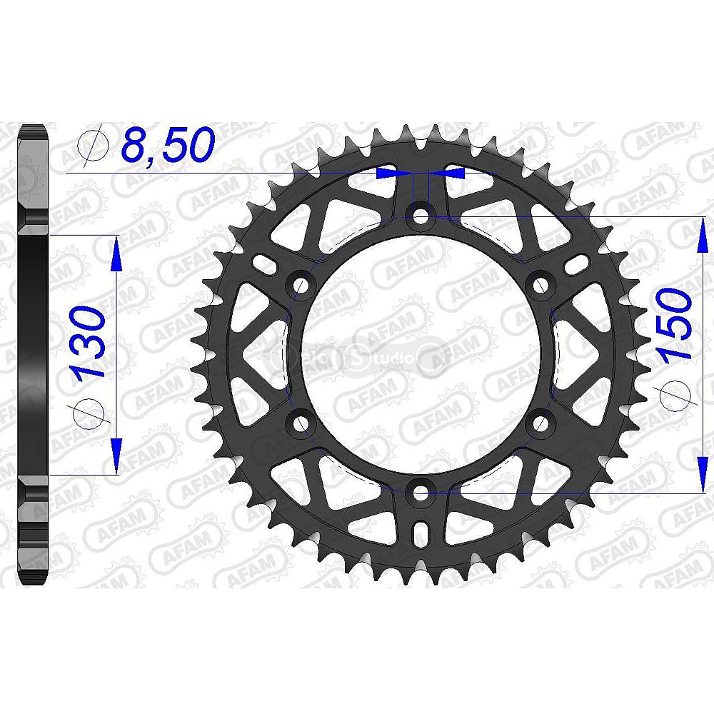 Задня зірка AFAM 520 AL-Grooved Chainwheel 13323 - Yamaha [Gun Metal], 49z