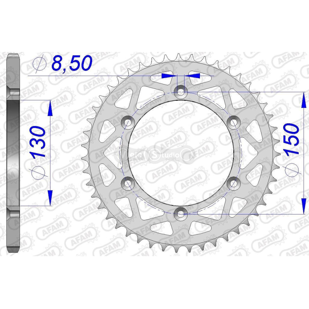 Задня зірка AFAM 520 Aluminium Chainwheel 13323N - Yamaha [Silver], 49z