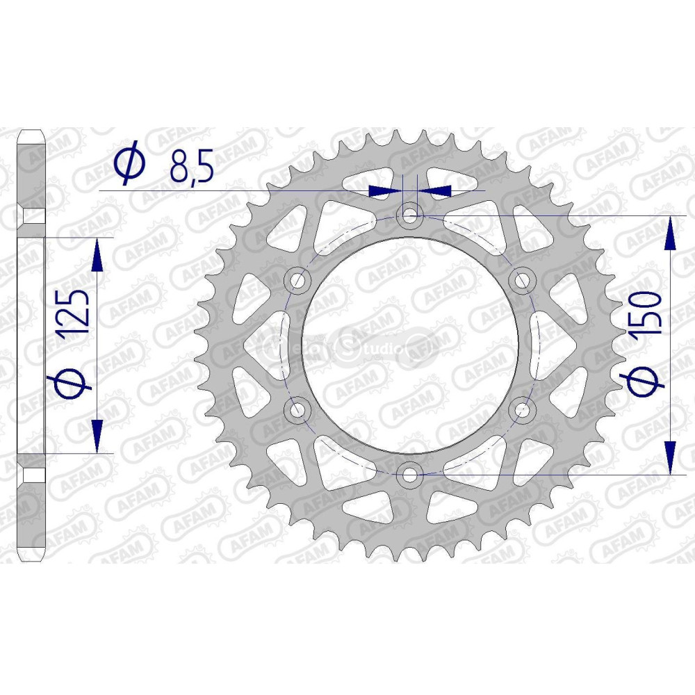 Задняя звезда AFAM 520 Aluminium Chainwheel 72304N - KTM [Silver], 49z