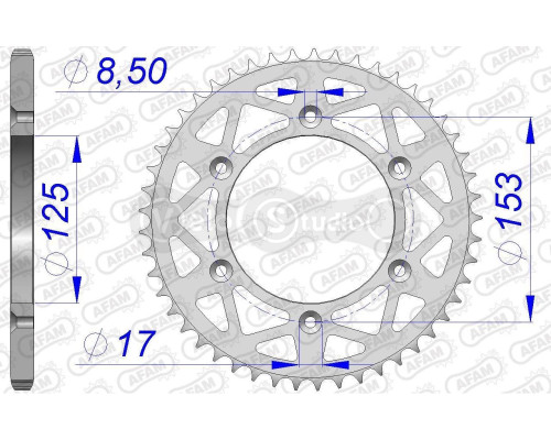Задняя звезда AFAM 520 Aluminium Chainwheel 11212N - Honda [Silver], 45z