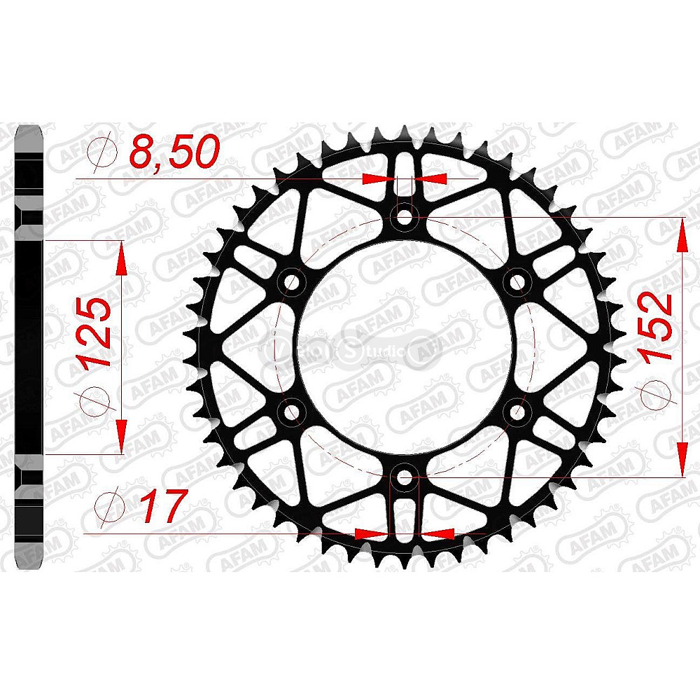 Задня зірка AFAM 520 SLK-Steel Chainwheel 38300SLK - Beta [Black], 50z