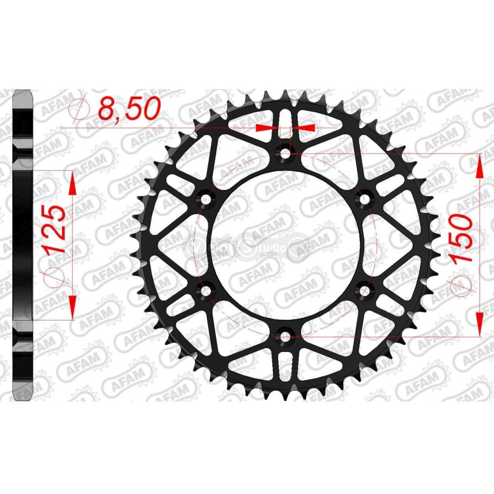 Задня зірка AFAM 520 SLK-Steel Chainwheel 71304SLK - KTM [Black], 53z