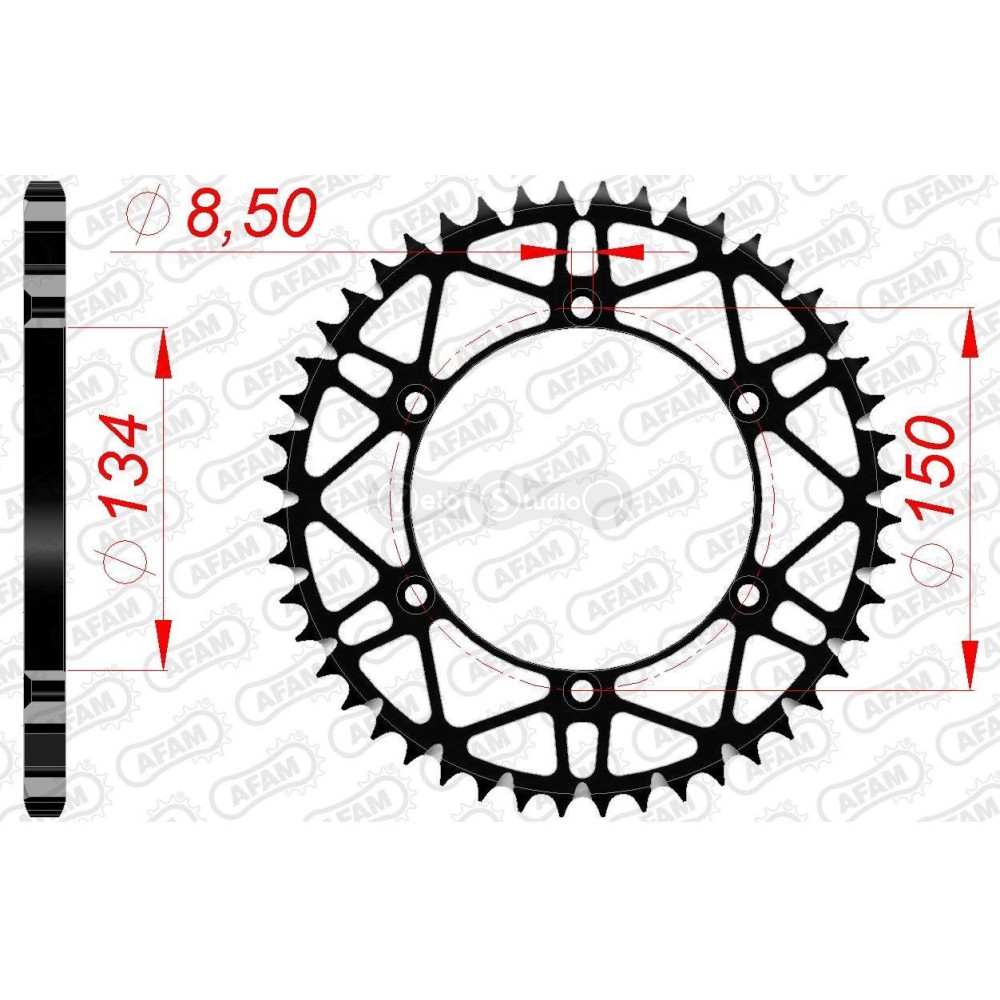 Задня зірка AFAM 520 SLK-Steel Chainwheel 16206SLK - Kawasaki [Black], 49z