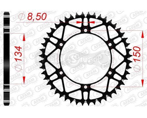 Задня зірка AFAM 520 SLK-Steel Chainwheel 16206SLK - Kawasaki [Black], 48z