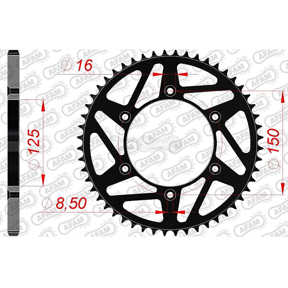Задня зірка AFAM 520 K-Steel Chainwheel 71304K - KTM [Black], 52z