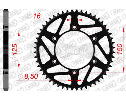Задняя звезда AFAM 520 K-Steel Chainwheel 71304K - KTM [Black], 51z