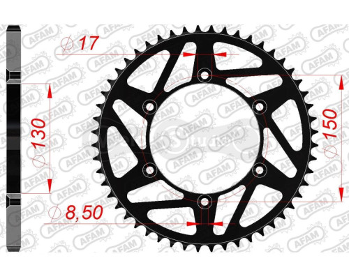 Задняя звезда AFAM 520 K-Steel Chainwheel 12323K - Yamaha [Black], 48z