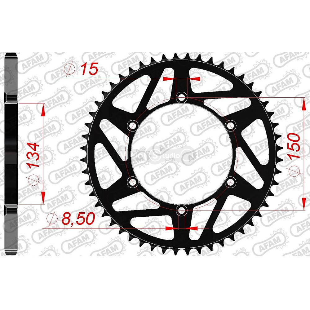 Задняя звезда AFAM 520 K-Steel Chainwheel 16206K - Kawasaki [Black], 49z