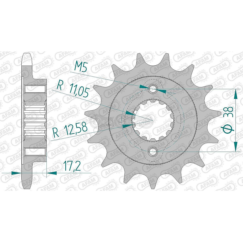 Передня зірка AFAM 525 Sprocket 52616 - Ducati, 15z