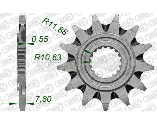 Передняя звезда AFAM 520 Grooved Sprocket 20324 - Honda, 13z