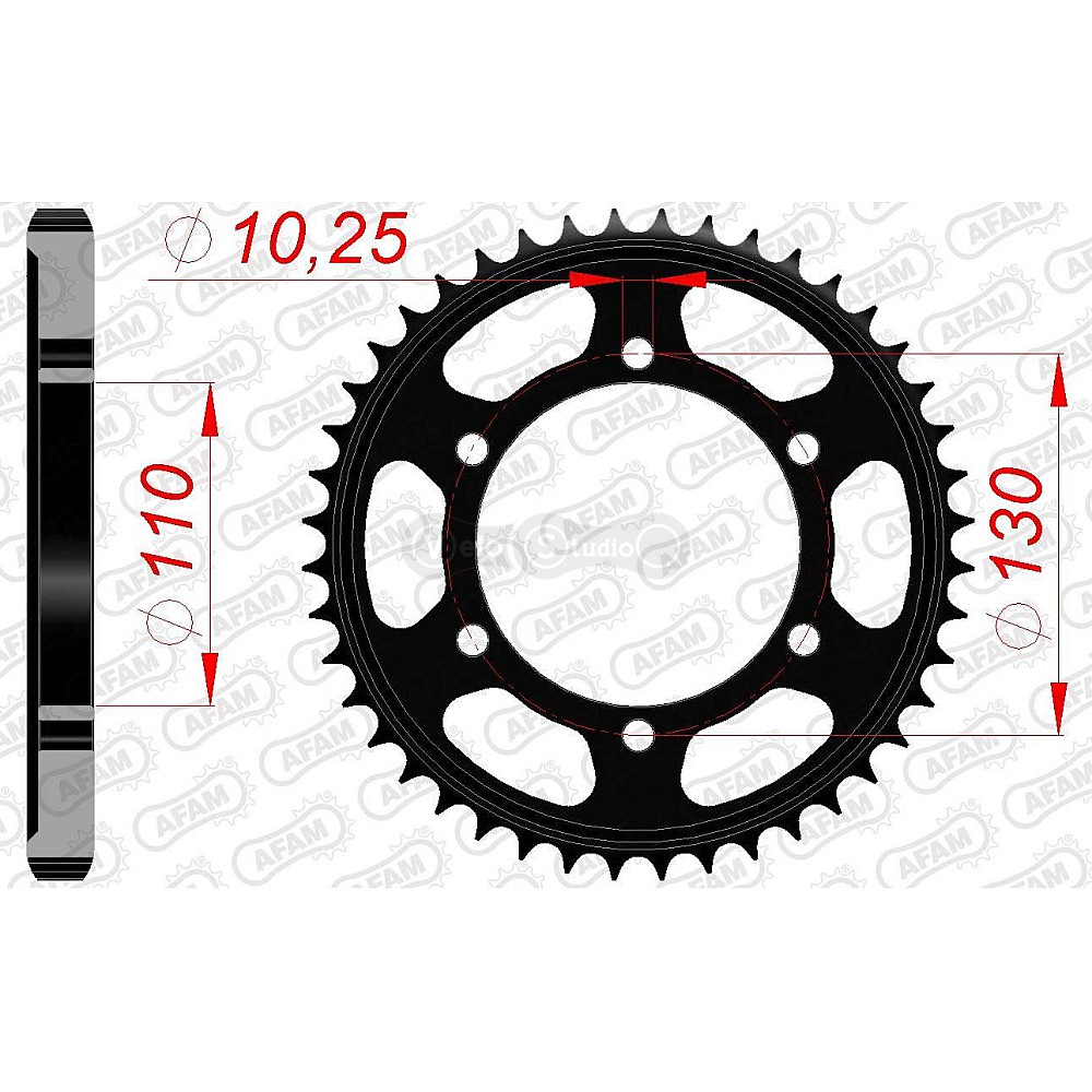 Задняя звезда AFAM 530 Steel Chainwheel 12813 - Yamaha [Black], 43z