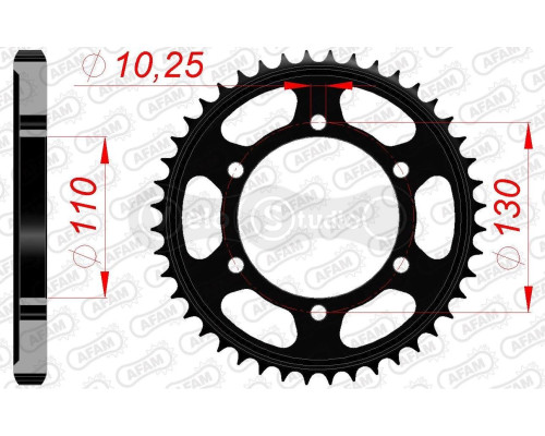 Задняя звезда AFAM 530 Steel Chainwheel 12813 - Yamaha [Black], 45z