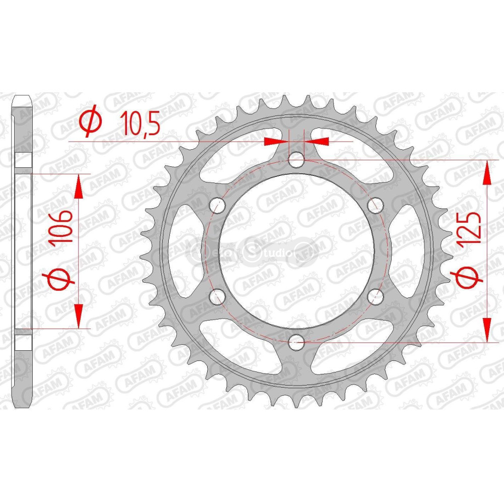 Задня зірка AFAM 520 Steel Chainwheel 86606 - Triumph [Silver], 41z