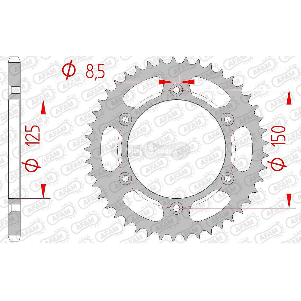 Задня зірка AFAM 520 Steel Chainwheel 71304 - KTM [Silver], 53z