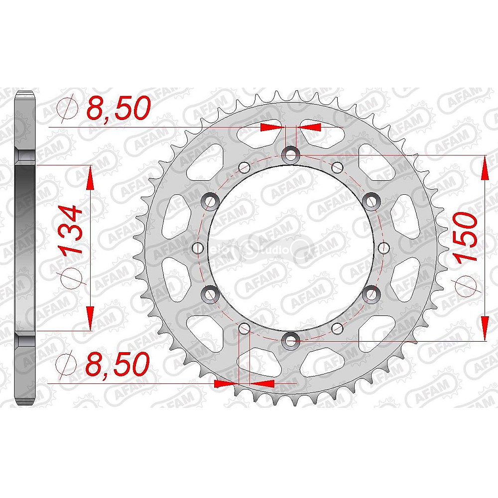 Задня зірка AFAM 520 Steel Chainwheel 16204 - Kawasaki [Silver], 49z