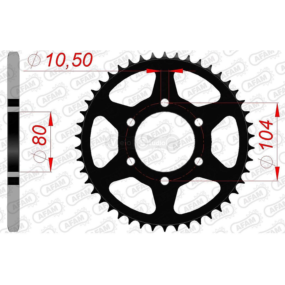 Задня зірка AFAM 520 Steel Chainwheel 16606 - Kawasaki [Black], 46z