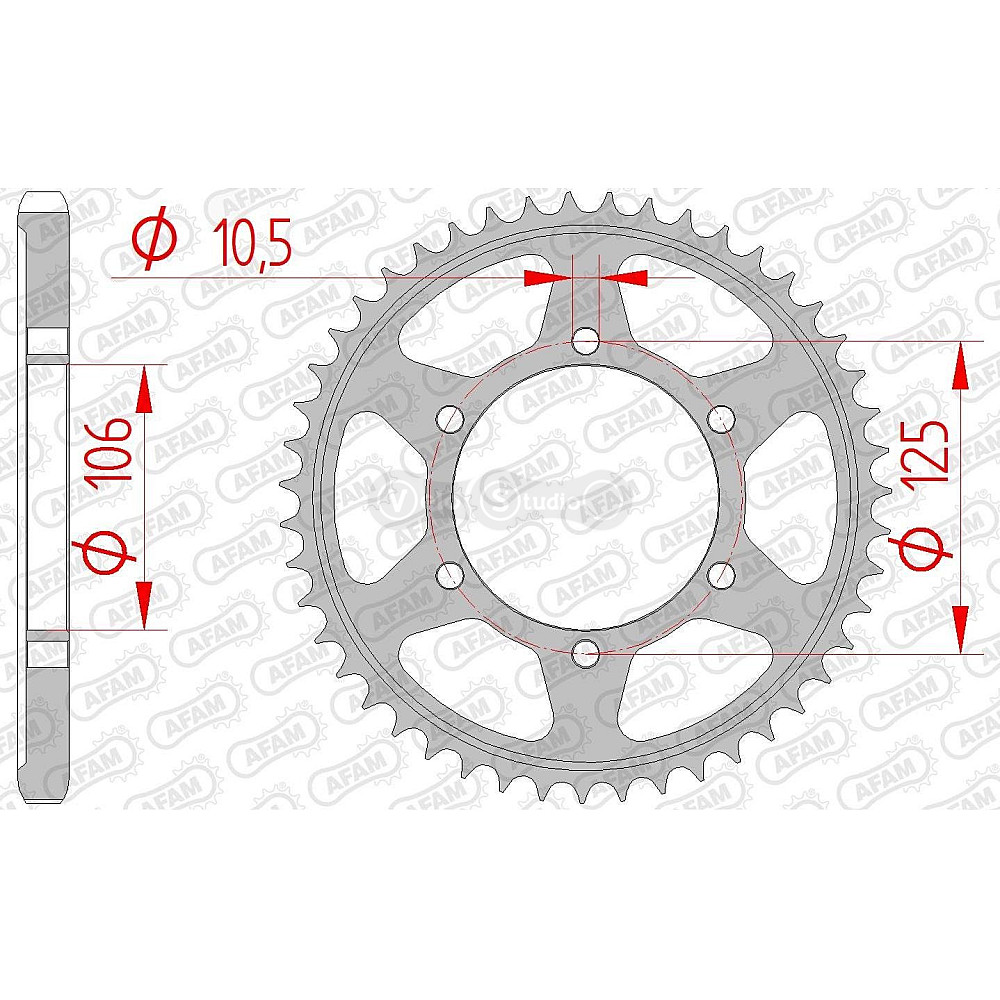 Задняя звезда AFAM 525 Steel Chainwheel 86605 - Triumph [Silver], 37z