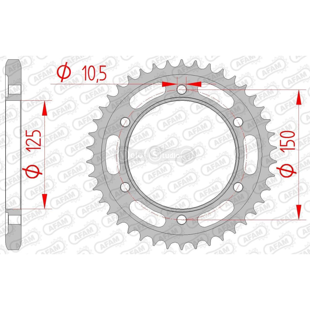 Задняя звезда AFAM 525 Steel Chainwheel 71800 - KTM [Black], 42z