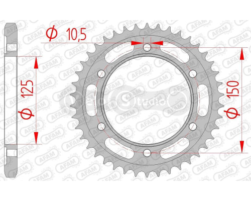 Задня зірка AFAM 525 Steel Chainwheel 71800 - KTM [Black], 42z