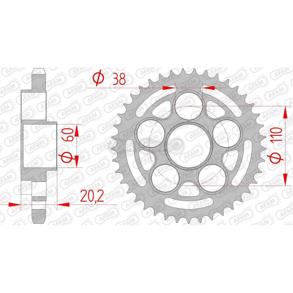 Задняя звезда AFAM 525 Steel Chainwheel 50800 - Ducati [Silver], 42z