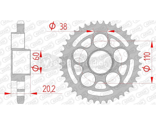 Задняя звезда AFAM 525 Steel Chainwheel 50800 - Ducati [Silver], 39z