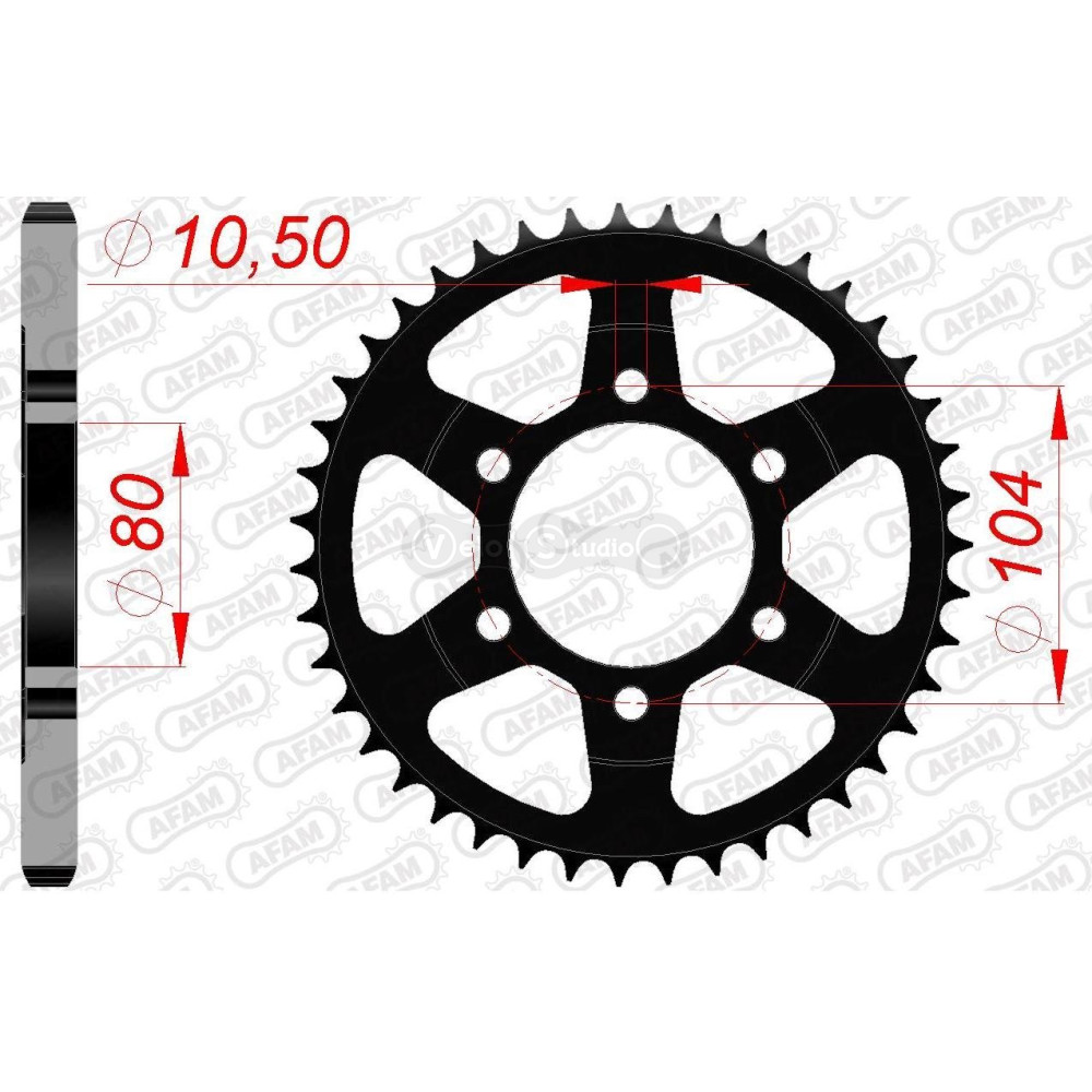 Задняя звезда AFAM 525 Steel Chainwheel 16610 - Kawasaki [Black], 44z