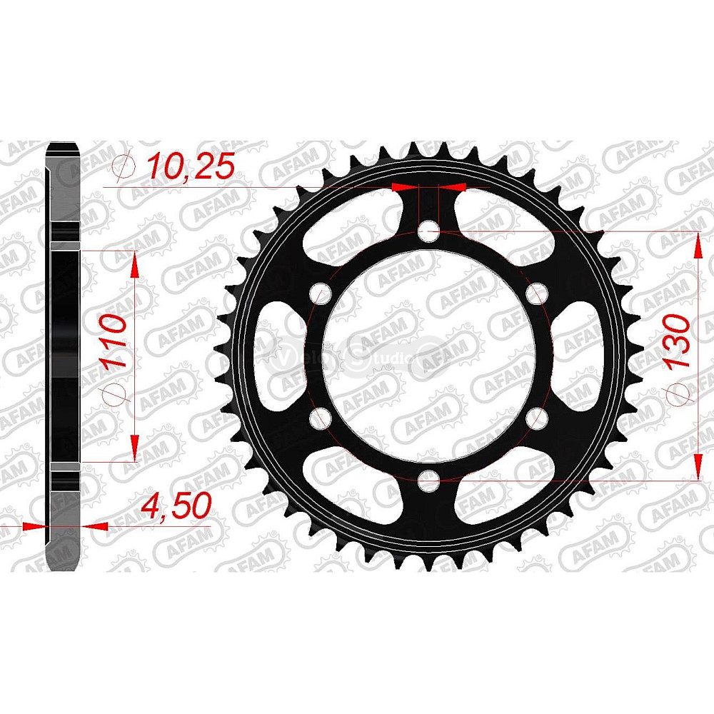 Задняя звезда AFAM 525 Steel Chainwheel 12815 - Yamaha [Black], 44z