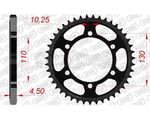 Задняя звезда AFAM 525 Steel Chainwheel 12815 - Yamaha [Black], 43z