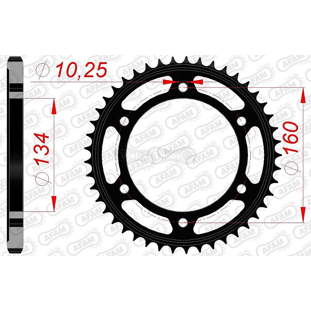 Задняя звезда AFAM 525 Steel Chainwheel 10617 - Honda [Black], 45z