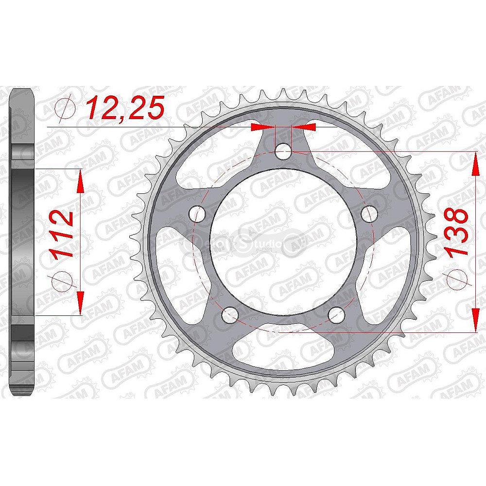 Задня зірка AFAM 525 Steel Chainwheel 10613 - Honda [Silver], 44z