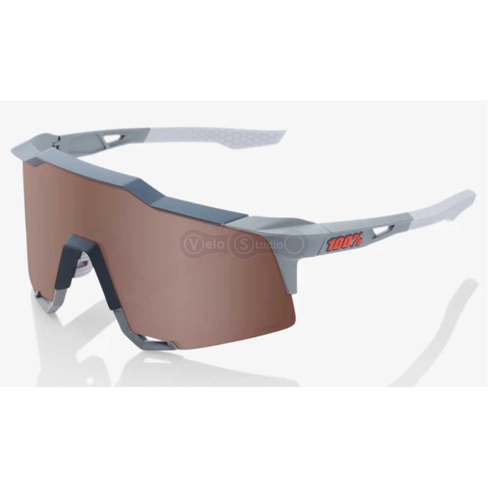 Очки Ride 100% SpeedCraft - Soft Tact Stone Grey - HiPER Crimson Silver Mirror Lens