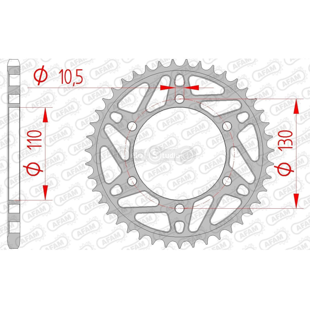 Задняя звезда AFAM 520 Steel Chainwheel 12814 - Yamaha [Black], 43z