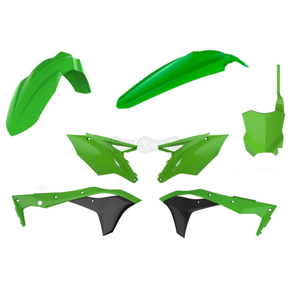 Пластик Polisport MX kit - Kawasaki (17-) [Green/White], Kawasaki