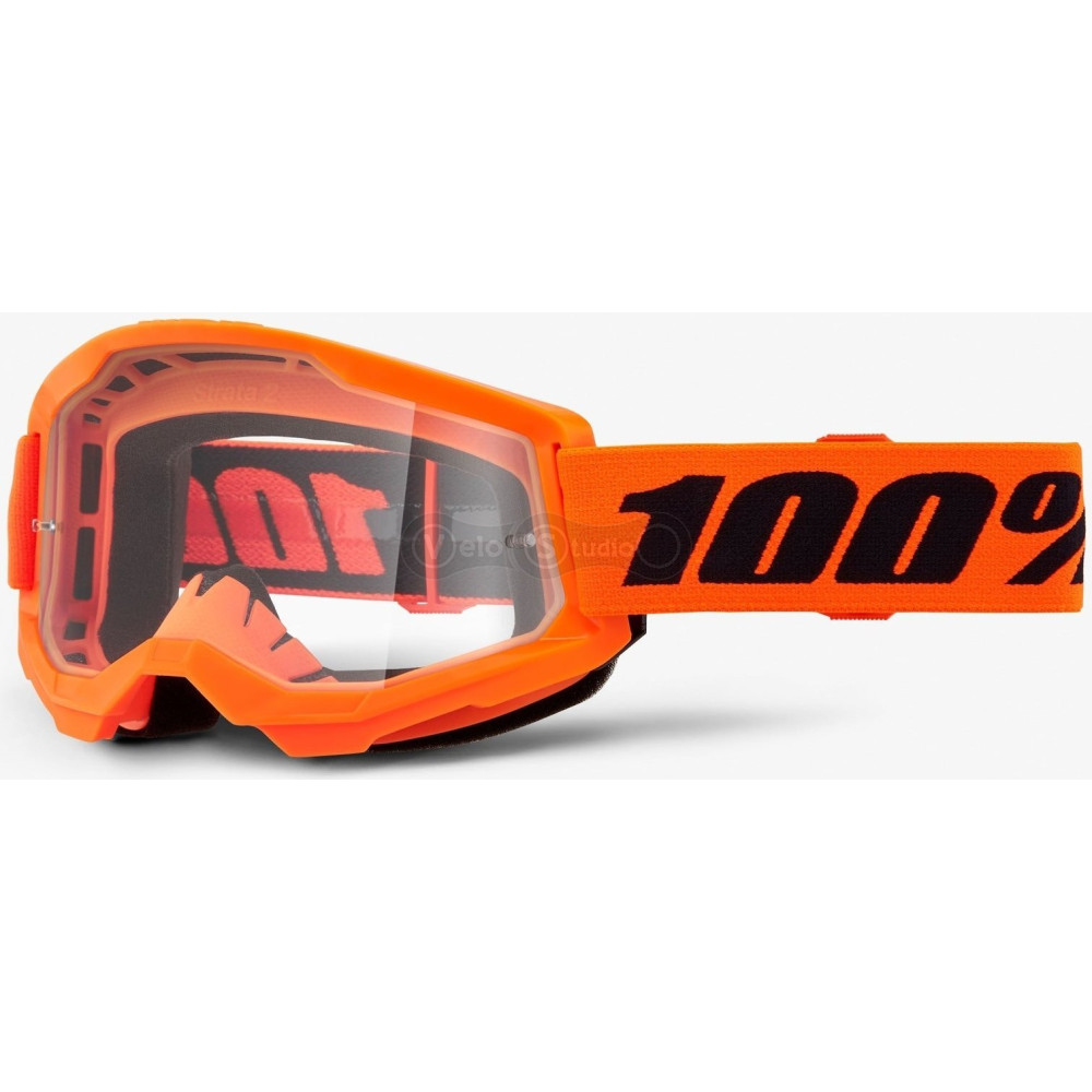 Маска 100% STRATA 2 Goggle Neon Orange - Clear Lens
