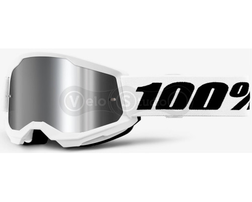 Детская маска 100% STRATA 2 Youth Goggle White - Mirror Silver Lens