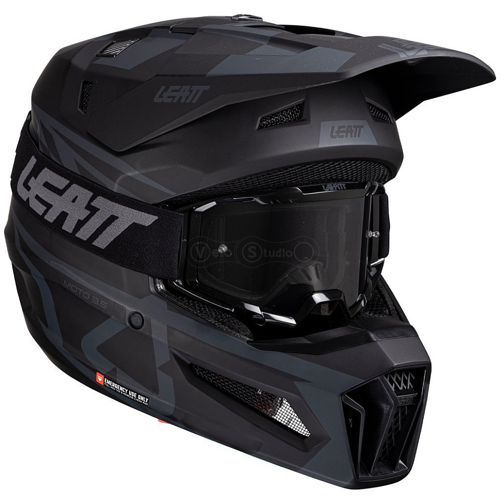 Мотошлем LEATT Moto 3.5 Helmet + Маска Velocity [Stealth], M (57-58 см)