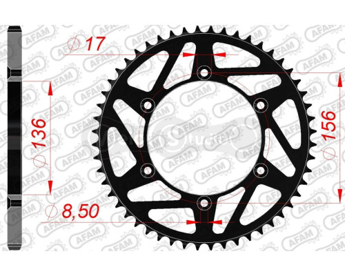 Задняя звезда AFAM 520 K-Steel Chainwheel 14206K - Sherco [Black], 50z
